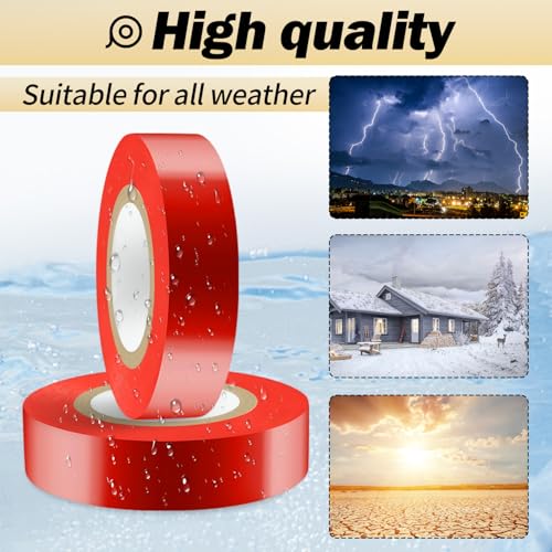 Image of Red Electrical Tape, Flame Retardant Indoor Outdoor Waterproof High Temperature Resistance Electric Tape for Most Domestic, Commercial, and Industrial Environments, 0.7 in X 42 ft, 10 Rolls