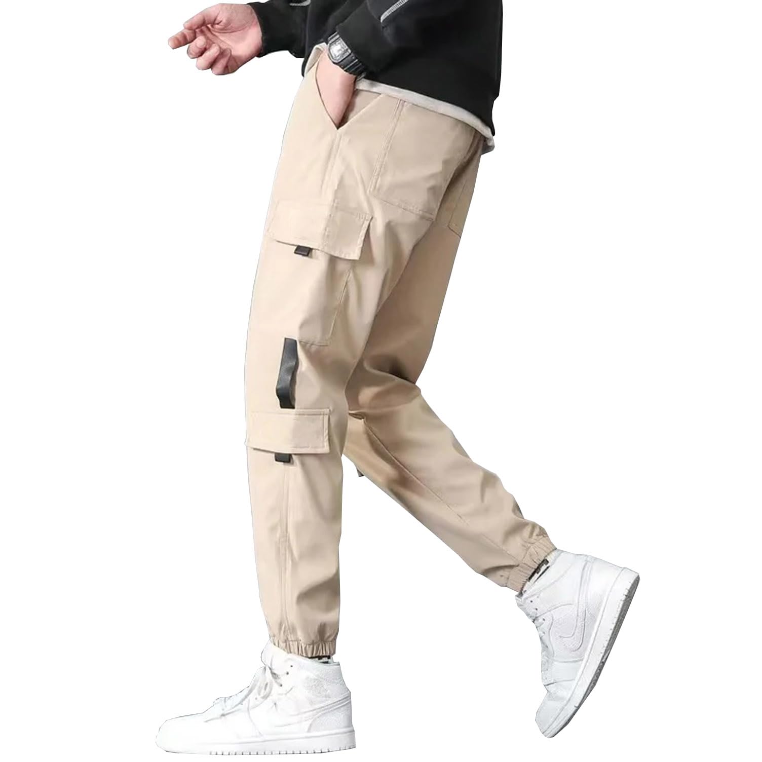 Casual Pants Tapered Sweatpants Cotton Pants Casual Joggers Multi Pockets Trousers for Men-image-21