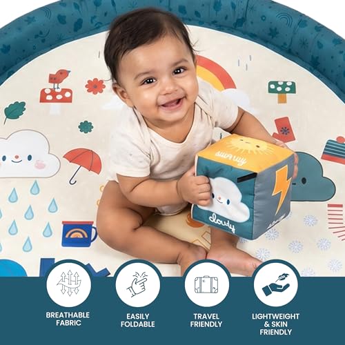 Image of Tidy Sleep Baby Play Mat | Activity Play Mat with 1 Dice Cube Toys, | Foldable & Travel-Friendly (Weather Today)