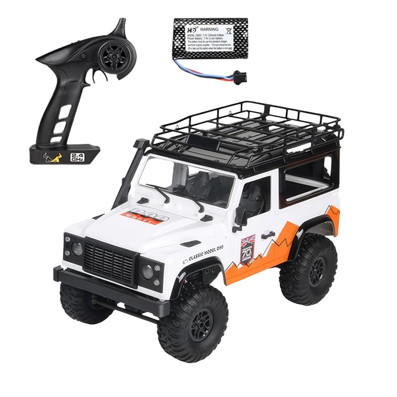 Uzaktan Kumandalı Araba — MN99 V2 1/12 Land Rover Defender D90 4WD RC Model Crawler Offroad Truck Rtr Beyaz+Dahili Işık Seti
