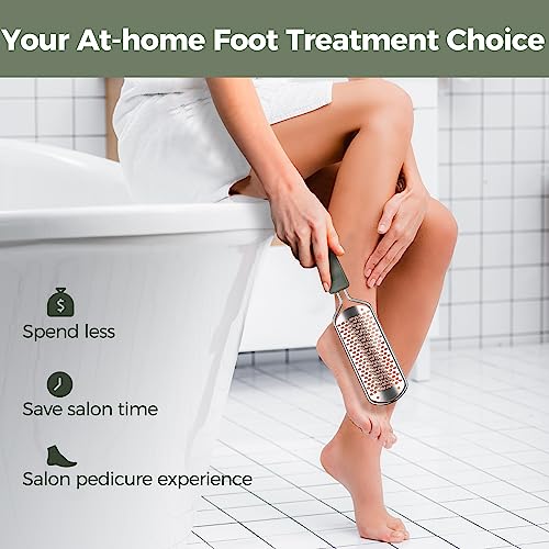 Image of Foot File Foot Scrubber Pedicure - Callus Remover for Feet Easkep Professional Grater Rasp Foot Scraper Corns Callous Removers Cracked Dead Skin Remover for Dry and Wet Feet (Grey Green)