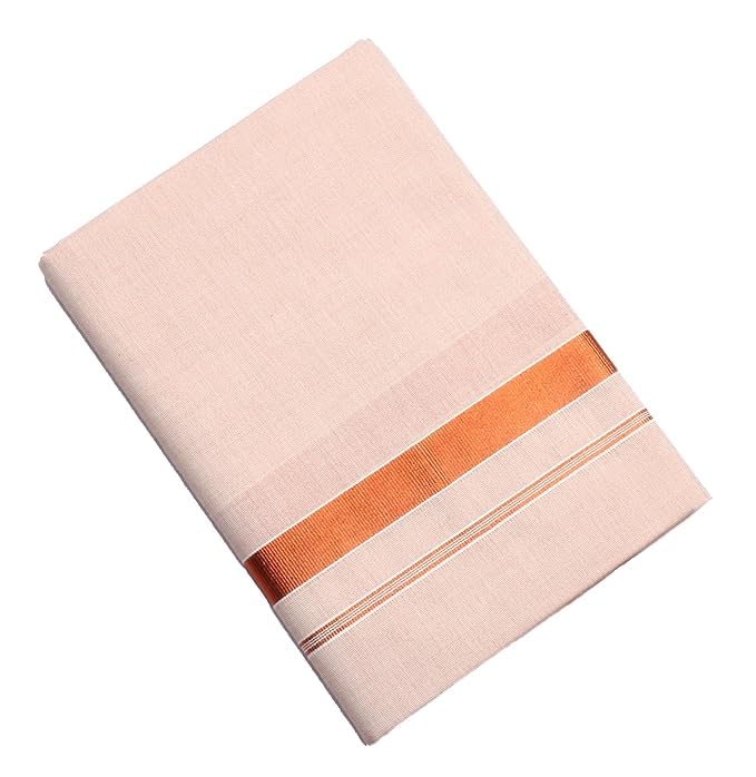 Kolakeer™ Men's Tissue Cotton Dhoti with Kasavu Zari Border - South Indian Dhoti Veshti Mundu2