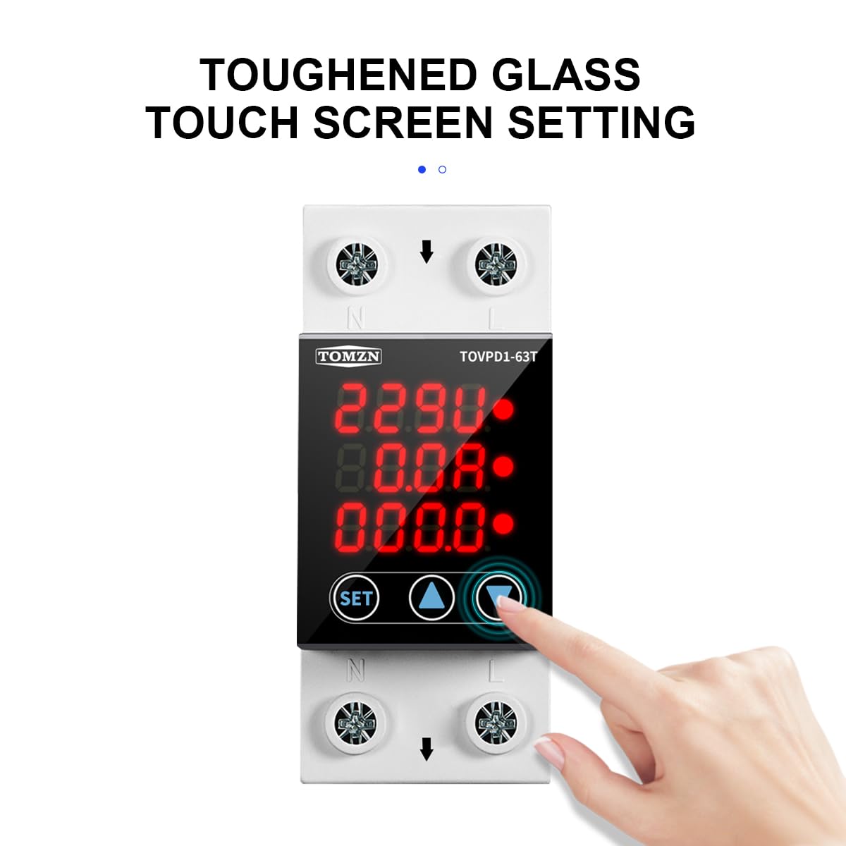 Interruptor Diferencial Salvavidas， Pantalla De 6 3a 3in1 Touch DIN RAIL AJUSTABLE VOLTAJE DE PROTECTOR RELAJE KWH ENERGY METER