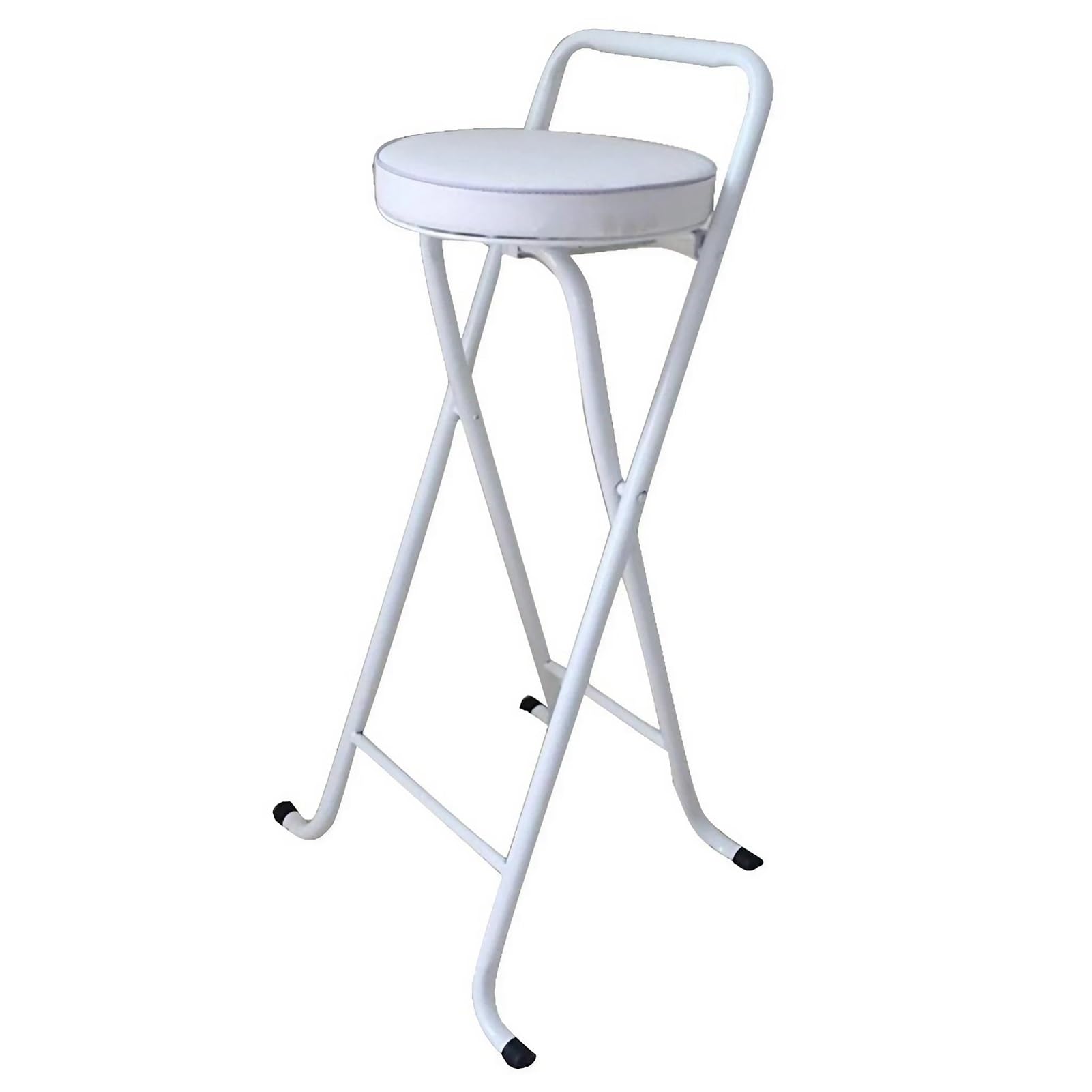 Folding Bar Stool Comfortable Padded Kitchen Portable High Chair for Indoor and Outdoor Use, White, 26"
