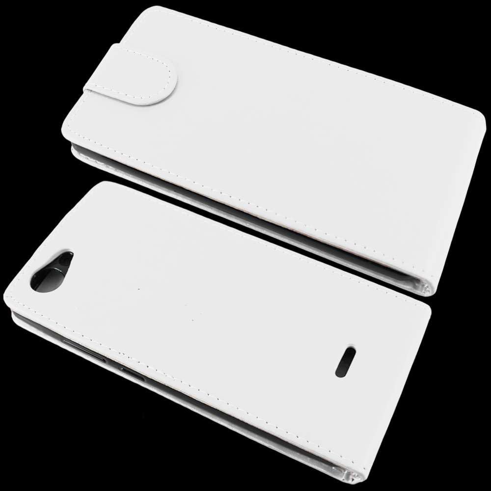 Cover E Protezione Per Wiko Pulp 4G: Custodia Pelle PU Bianca Con Risvolto Magnetico + Pellicola Vetro Temperato 9H