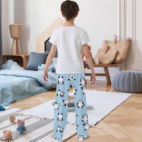 Boy's Pants Panda Sport Cute Bear Blue Jogger Pants Elastic Waist Long Bottoms Trousers with Pockets 6-14 Years3