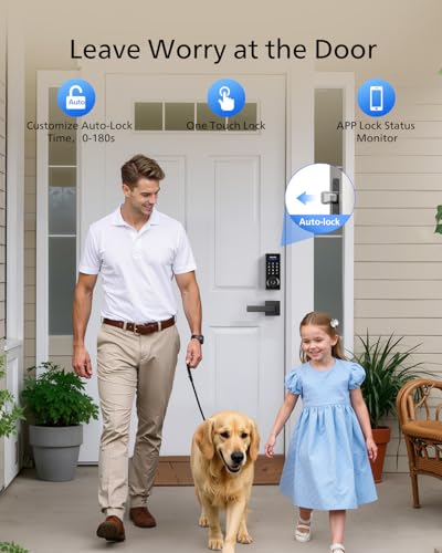Image of Philips WiFi Smart Lock with Handle, Fingerprint Keyless Entry Door Lock with WiFi Bridge, Smart Locks for Front Door with Handle Set, APP Remote Control, Voice Control, Auto-Lock, Matte Black