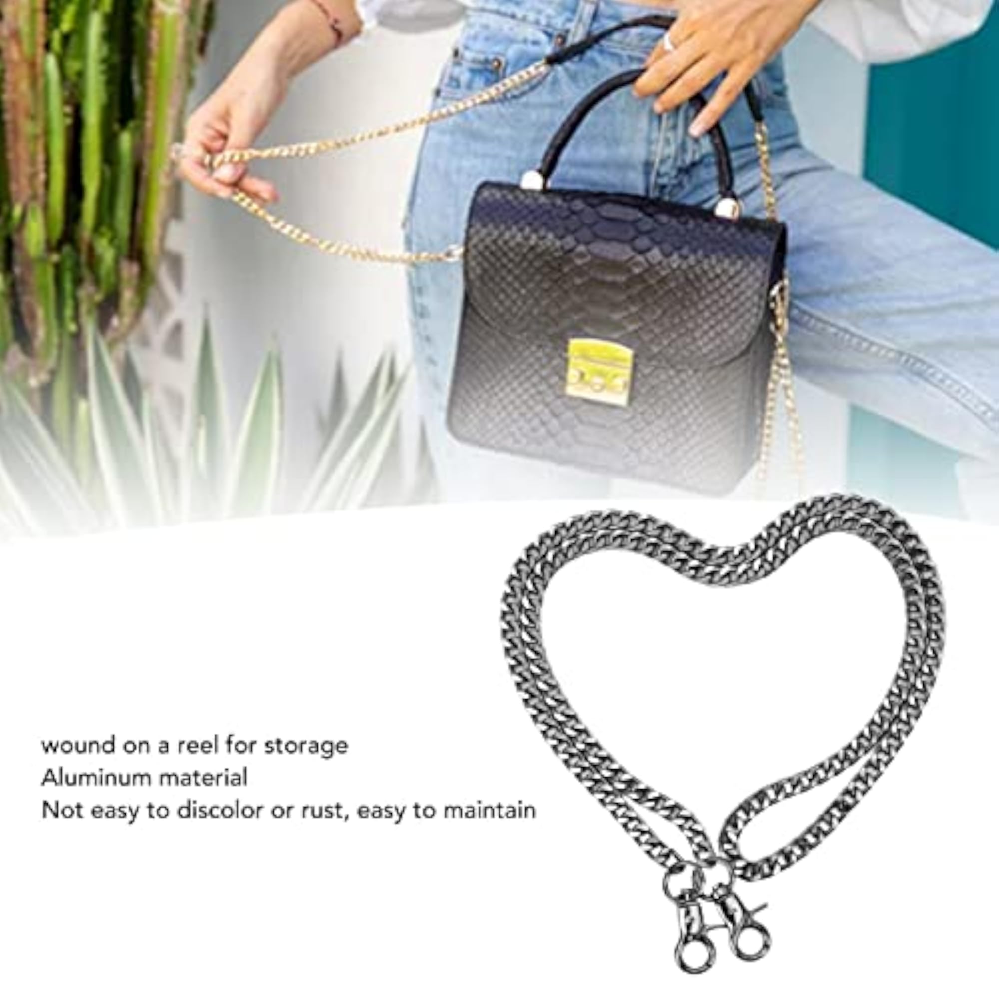 Metal Curb Chain for Necklaces, Elegant Decorative Style, Silver Black
