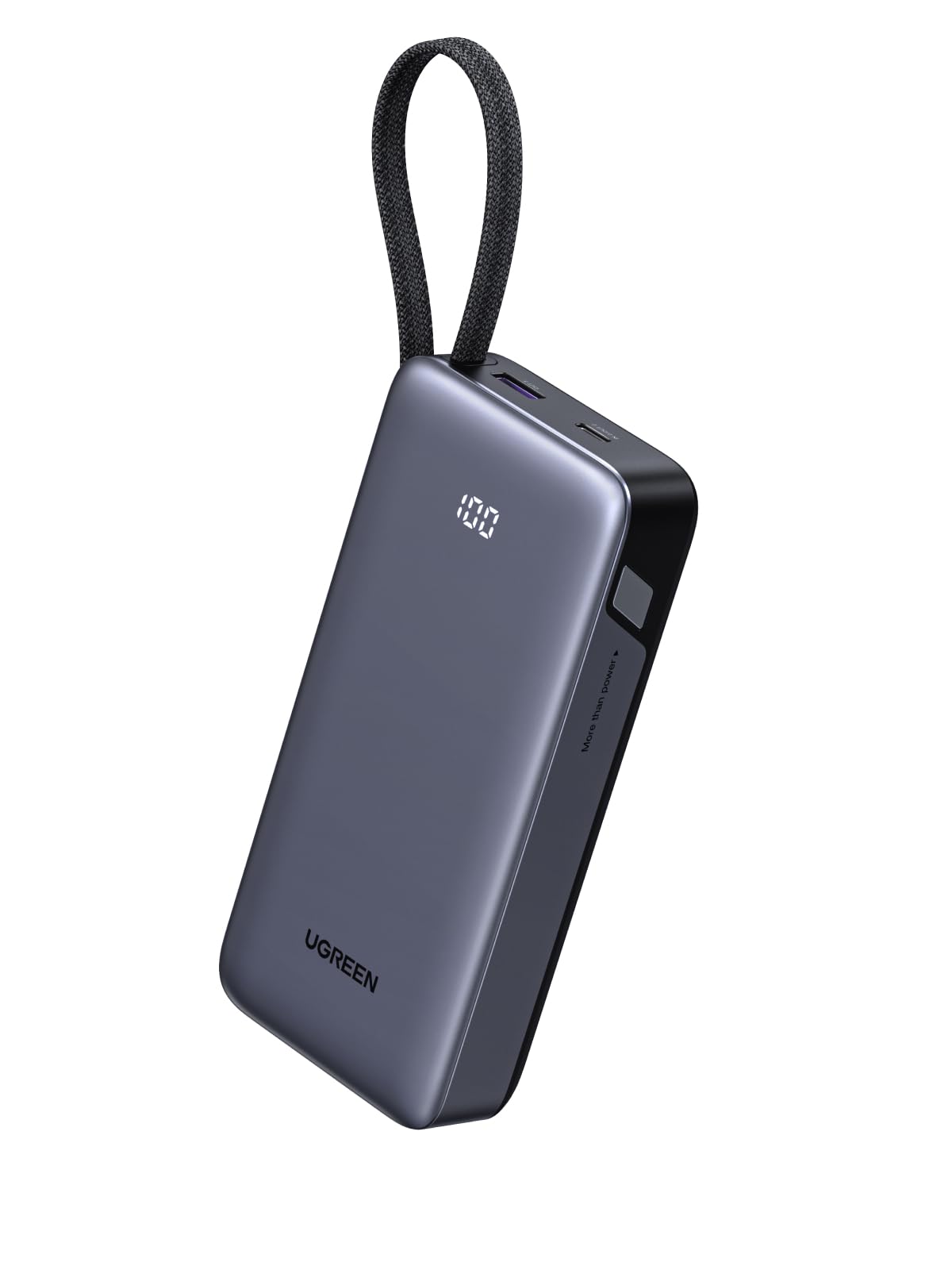 UGREEN Nexode Power Bank 20000mAh Ricarica Rapida con Cavo USB-C Integrato, Batteria Esterna Uscita 45W Max