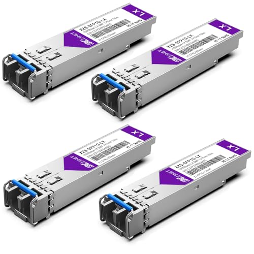 Image of 1000BASE-LX SFP Transceiver, 1.25G SFP to LC Single Mode Fiber Module Compatible for Cisco GLC-LH-SMD, Ubiquiti UniFi UF-SM-1G, Mikrotik, Meraki, Netgear AGM732F, D-Link and More, 4 Pack | SFP Single Mode