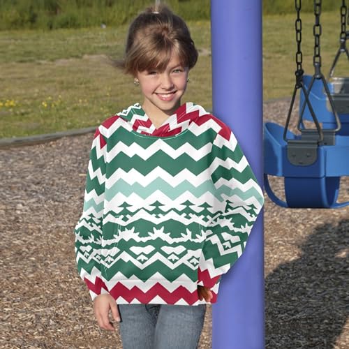 Kids Hoodies Sweaters Christmas Xmas Trees Hooded Sweatshirts with Big Pockets for Boys Girls B04003074