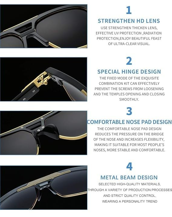 Image of Retro Oversized Square Zero Power Computer Anti Blue Light Glasses for Men & Women | Stylish Branded Metal Detailed Lightweight Frame | Anti Glare Blocks Harmful Rays