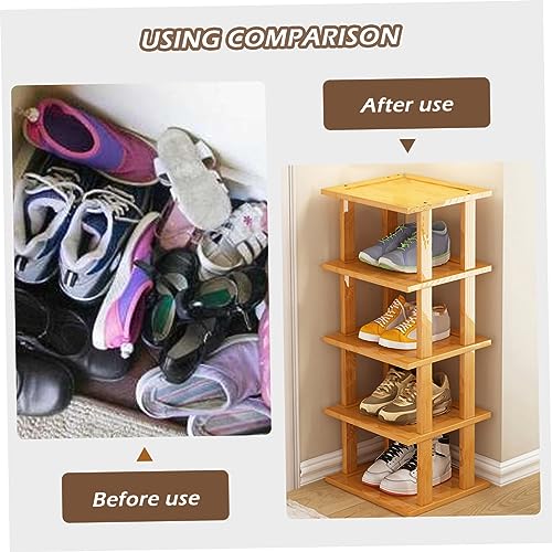 Meuble chaussures en bois 5 niveaux au design vertical et format ultra compact