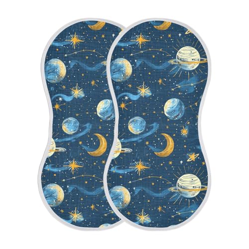 Baby Burp Cloths, Soft Absorbent Burping Cloths for Babies, Cotton Milk Spit Up Rags, Large Size for Newborns, Baby Boys and Girls (Space Planet)2