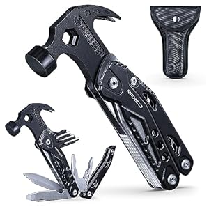 RAXCO Gereedschapsgeschenken voor mannen, zakgereedschap, multitool hamer met klapmes, schroevendraaier, flesopener, tang, multifunctioneel gereedschap voor camping, noodgevallen, kerstcadeaus voor