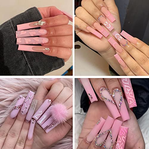 No C Curve Square Flat Nail Tips,SWETIDY 500Pcs XXL Extra Long Acrylic Clear Straight Tapered,Half Cover French Fake Nails for Nail Salon and DIY Nail Art 10 Sizes