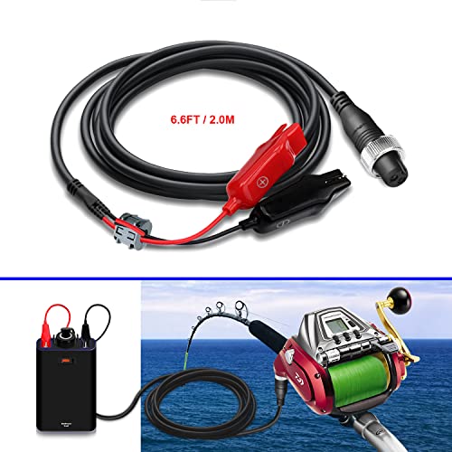 Batpower Electric Reel Power Cord For Daiwa Seaborg 1200Mj 1200J 800Mj 800J 1200 800 Power Assist Reels Power Cable Super Mega Cord Marine Power 3000 Electric Fishing Reel Power Cable 6.6Ft 200Cm #TOP3