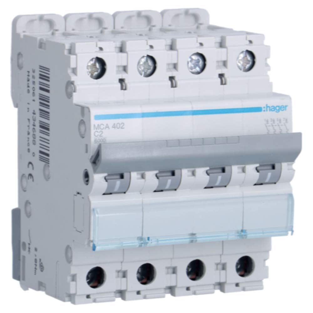 Interruptor automático tetrapolar MCA 4P 2A C-6/10kA magnetotérmico serie MCA
