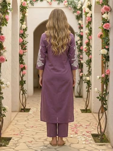 Image of INDO ERA Women's Pure Cotton Floral Printed Straight Kurta & Pant Set (IEAI12023)