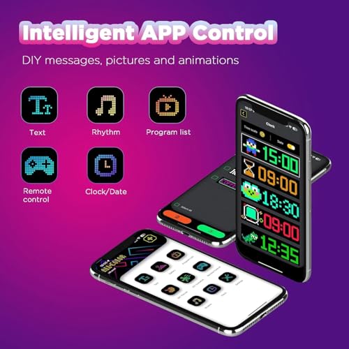 Image of AutoBizarre Flexible Waterproof DIY Customizable LED Matrix Panel Display Screen Sign Board with Mobile Application and Remote Control for Cars, Home, Office, Shops etc (Multicolor, Small- 17x7 Cm)