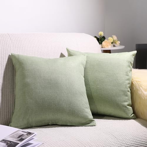 TYZU Throw Pillow Covers Pack of 2, Solid Linen Square Pillow Cases