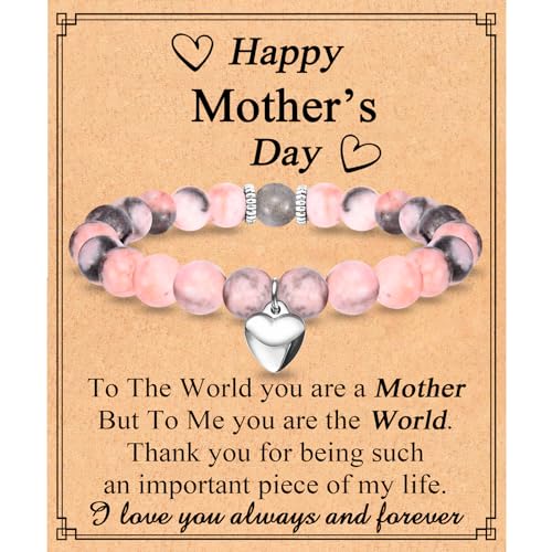 Image of Mothers Day Gifts, Mothers Day Bracelet Jewelry Present for Women, Happy Mothers Day Card Decorations for Wife Mom Grandma New Mom to Be First Time Mom Bonus Mom Stepmom Daughter, 7, Pink