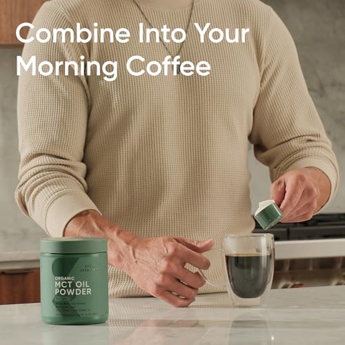 Image of Sports Research Organic Coconut MCT Oil Powder, Unflavored (10.6oz) | Keto & Vegan MCTs C8, C10 from Coconut Oil - Fatty Acid Brain & Body Fuel* | Great in Coffee & Protein Shakes - 30 Servings