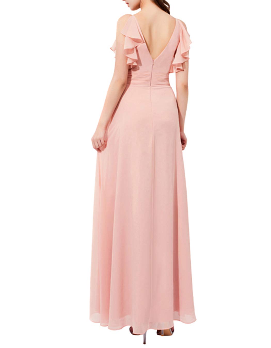 Alagirls Femme Robe Demoiselle d Honneur Longue en Mousseline Col V Robe élégante Soirée Cocktail Mariage IvoryUS12