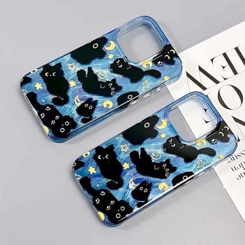 Coque iPhone 14 Pro Max Chat Mignon Esthétique Cool Chaîne Sangle Bleu - 6