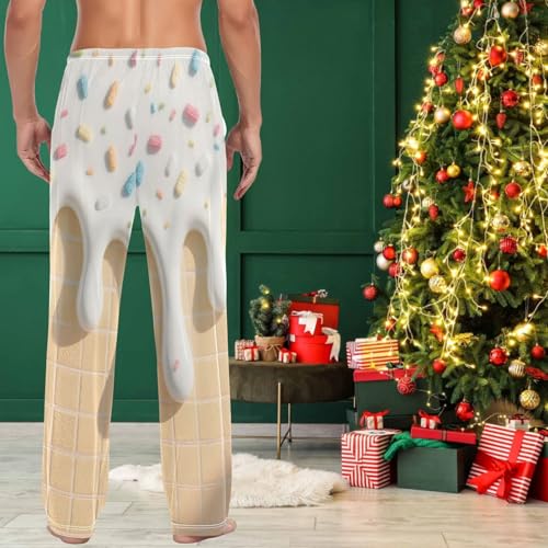 visesunny Mens Cotton Pajama Pants PJ Bottoms White 3d Candy Ice Cream Lightweight Soft Lounge Sleepwear with Pockets4