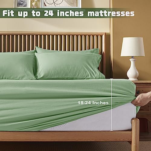 Homiest 6-Piece Extra Deep Pocket Sheets Set, Sage Green King by Homiest - Used condition - Image 3