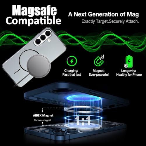 Image of AIBEX Ultra-Thin Mag-Saf Back Cover Case Compatible with Samsung S24| Slim Fit Scratch-Resistant Matte | Magnetic Wireless Charging | Microfibre Lining | Camera Protection (PC Material) - Silver