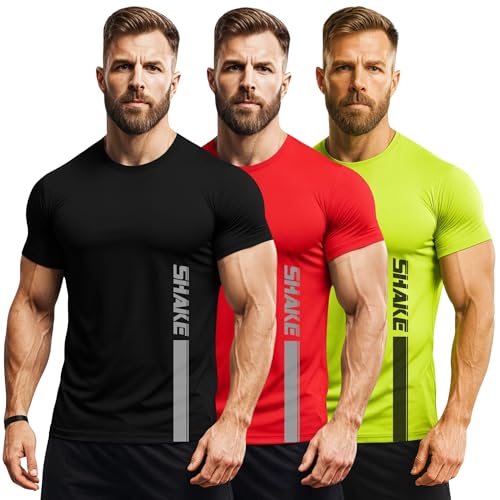 Image of 3Colours RGB Active Fit Men's Sports T-Shirt - Lightweight Quick Dry Polyester Gym & Running Wear-Shake