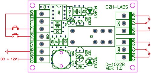 Electronics-Salon Panel Mount Momentary-Switch/Pulse-Signal Control Latching Dpdt Relay Module,12V #TOP4