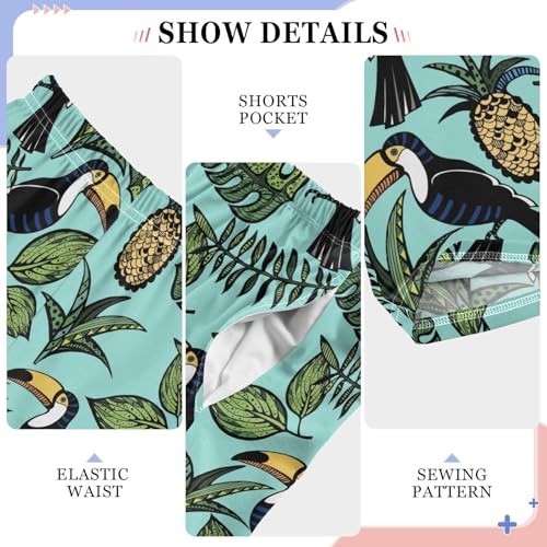 Parrot Pineapple Fruit Boys Long Pants Soft Trousers Elastic Waist Kids Lounge Bottoms with Pockets S-XL4