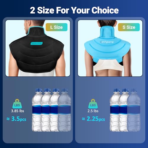 Image of Comfytemp Large Ice Pack for Neck Shoulders Upper Back Pain Relief with Straps, Reusable Gel Ice Wrap Hot Cold Compress Therapy Recovery for Upper Back, Cervical Injuries, Rotator Cuff (Large, Black)