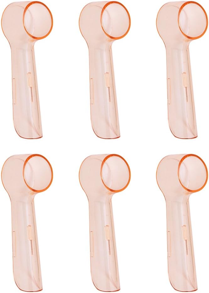 6-Pack Amber Hygienic Protective Cover | Cap Compatible with Oral B Brush Heads, Convenient for Travel and More Sanitary to Keep Germs Dust Away for Better Health