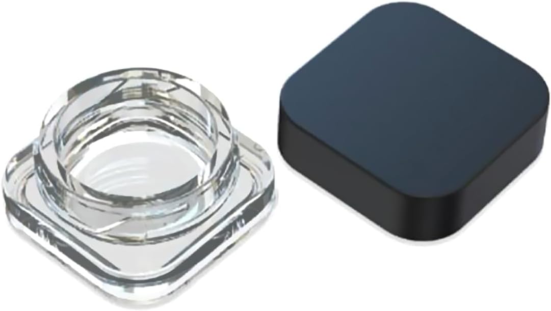 250 Pack Packlahoma 9ml Glass Cube Jars with Black Lids, Refillable Cosmetic Containers