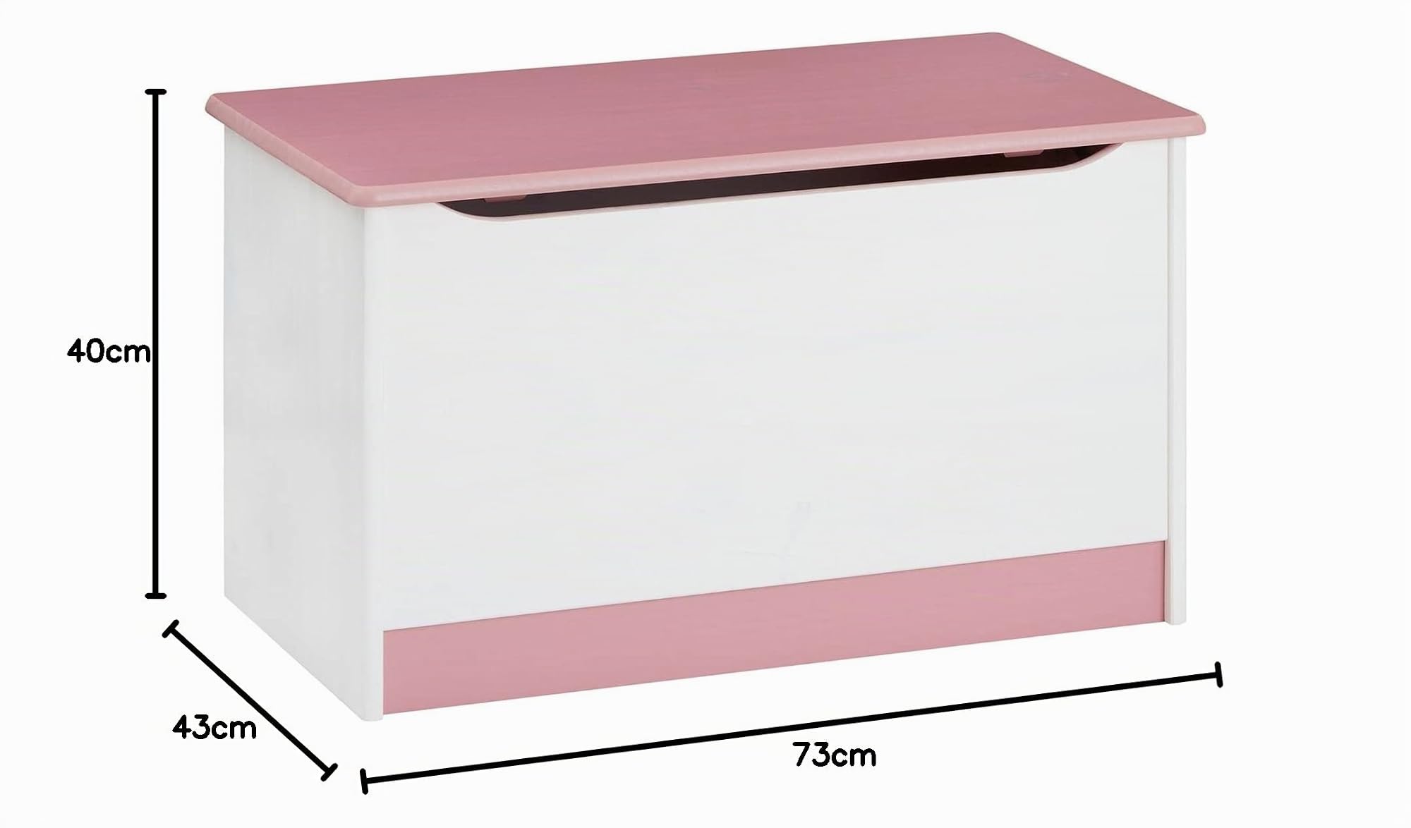 IDIMEX Coffre à Jouets Hannah Coffre de Rangement Malle rectangulaire avec abattant, en pin Massif lasuré Blanc Rose