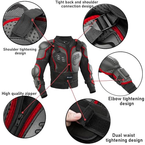 Reomoto Kids Motorcycle Jacket Dirt Bike Gear, Chest Back Protector for Motor Bike, Children Motorcycle Full Body Armor Jacket For Cycling MTB ATV Skate Skii
