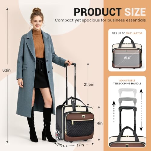 Image of RUCYEN Rolling Laptop Bag,Rolling Briefcase for Men & Women,Laptop Briefcase on Wheels,Carry On Bag for Business Travel