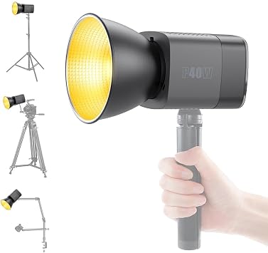 LUXCEO 40W Portable COB Video Light, Bi-Color 2500K-6500K CRI95 TLCI97 Built-in 5000mAh Rechargeable Handheld Studio Light with Magnetic Reflector Softbox for Vlog Live Streaming Outdoor Photography