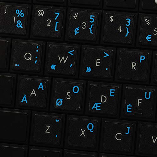 Dvorak Programmer Keyboard Labels Layout ON Transparent Background with Blue,