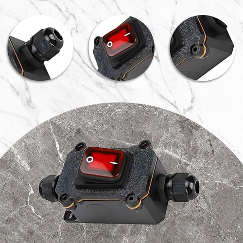 Waterproof Inline Switch 12 V 20 A, Switch, 12 V Waterproof, 12 V Light Switch, Inline Switch, Waterproof, Machine Switch with Screwdriver (Red) - Image 3