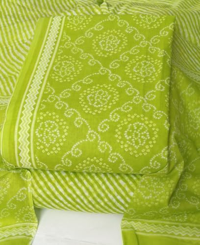 Image of DRAVINAM Trends Women's Premium Cambric Cotton Jaipuri Printed Unstitched Salwar Suit Dress Material with Mulmul Cotton Dupatta