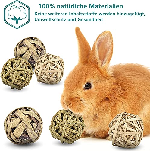 Voarge Pack of 9 Chew Balls, Small Animals Chew Toy, Grass Toy for Rabbits Guinea Pigs, Chinchilla Rabbits - Image 3
