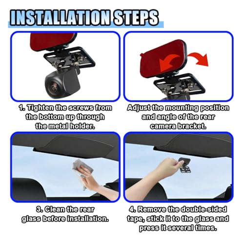 Image of Car Rear Camera Holder, Adjustable Vehicle Backup Camera Mount, Strong Adhesive Dash Cam Rear Camera Rear Windshield Bracket for Car, SUV, RV, Truck (2 Set)