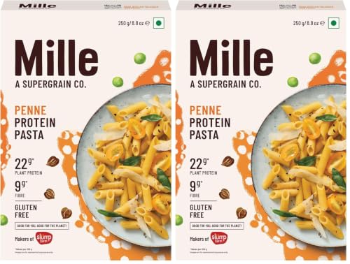 Image of Mille High Protein Penne Pasta | Gluten Free | No Maida | 1.8X Plant Protein | 250Gms (Pack of 2)