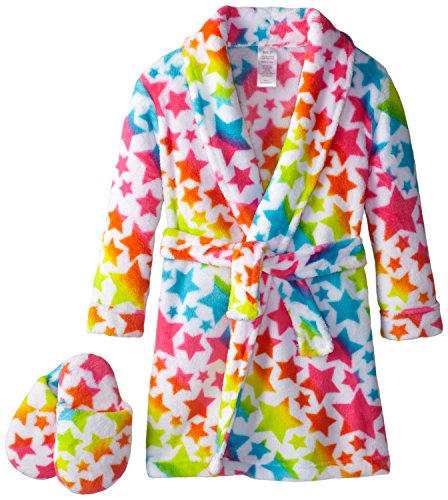 Sleep & Co Girl's Plush Star Bathrobe and Slipper Gift Set