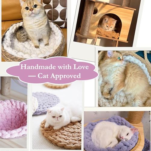 Urnat Cat Extra-Soft Kneading Mat, Handmade Washable Round Cat Pad Blanket for Indoor Kittens, Plush Breathable Cushion Bed for Cat Trees, Sofas & Floors (Green,X-Large) by Urnat - Image 7